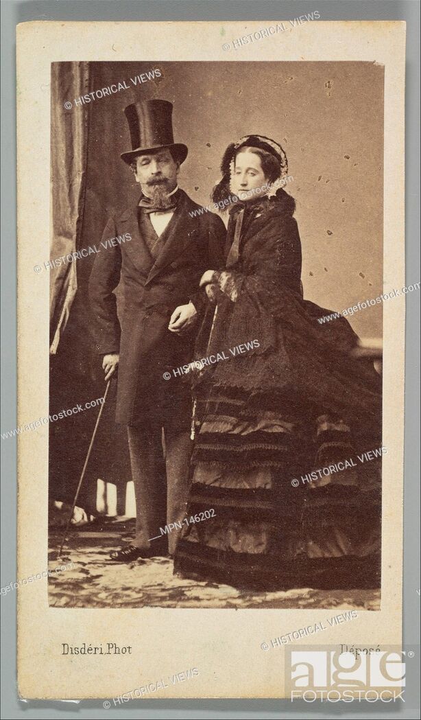 Stock Photo: [Napoleon III and Empress Eugenie]. Artist: André-Adolphe-Eugène Disdéri (French, Paris 1819-1889 Paris); Person in Photograph: Charles-Louis-Napoleon Bonaparte.