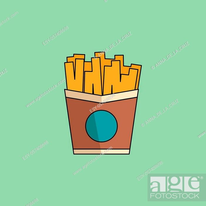 Cute cartoon Icon French Fries. Potato in paper bucket. Office snack,  business lunch takeaway, Stock Vector, Vector And Low Budget Royalty Free  Image. Pic. ESY-057408698 | agefotostock