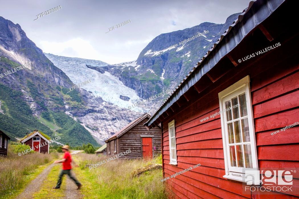 Stock Photo: Boyabreen Glacier, is part of the Jostedalsbreen Glacier ( the largest European continental glacier), Sogndal valley, Sogn og Fjordane, Norway.