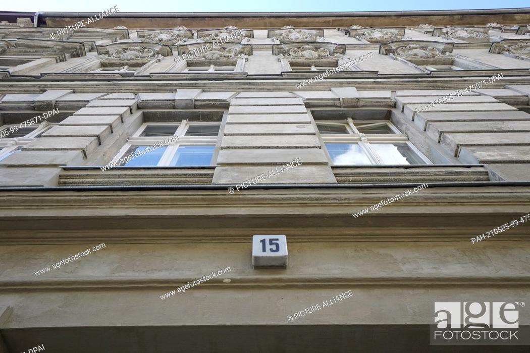 Stock Photo: 05 May 2021, Berlin: View of the building of a left-wing alternative housing project in Jagowstraße in Spandau. An anonymous bomb threat had been received there.