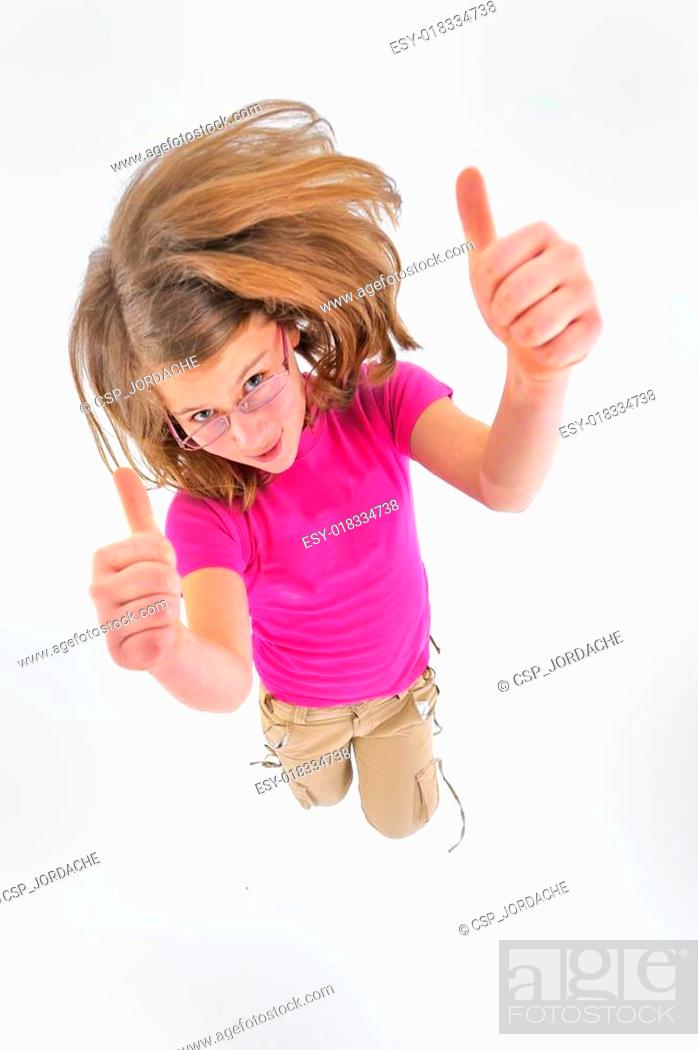 Stock Photo: teen girl jumping.