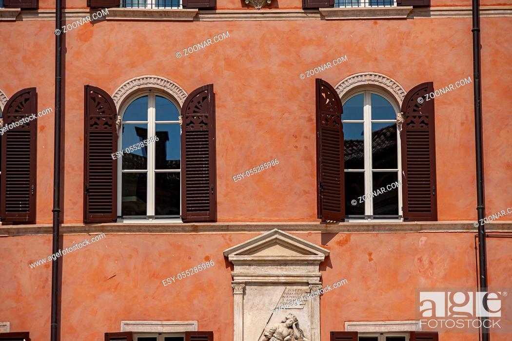 Stock Photo: Architecture detail of some building in Piazza dei Signori in Verona in Italy.