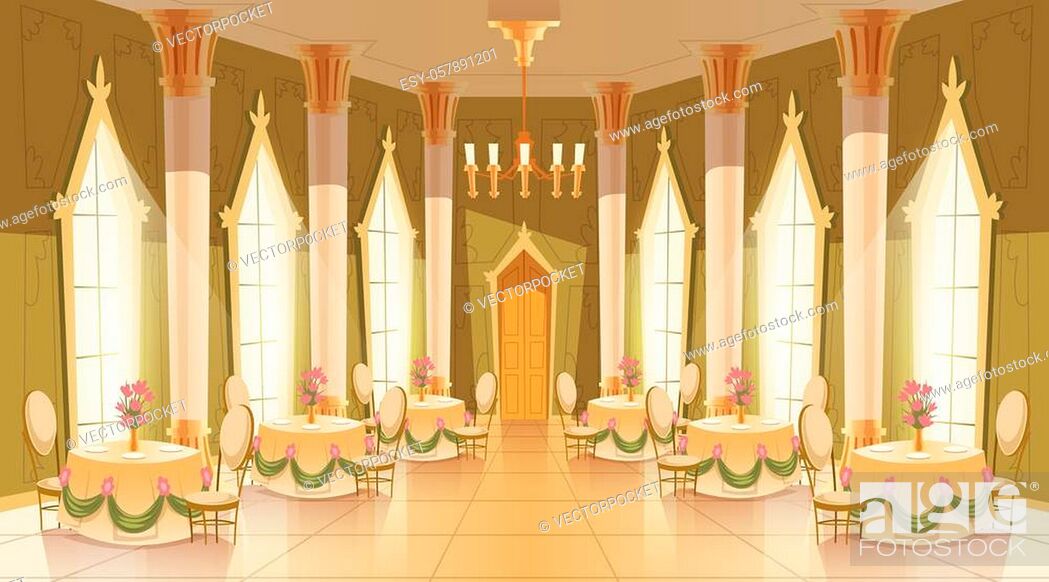 cartoon illustration of castle hall, ballroom for dancing, royal  receptions, dinners or banquets, Stock Photo, Picture And Low Budget  Royalty Free Image. Pic. ESY-057891201 | agefotostock