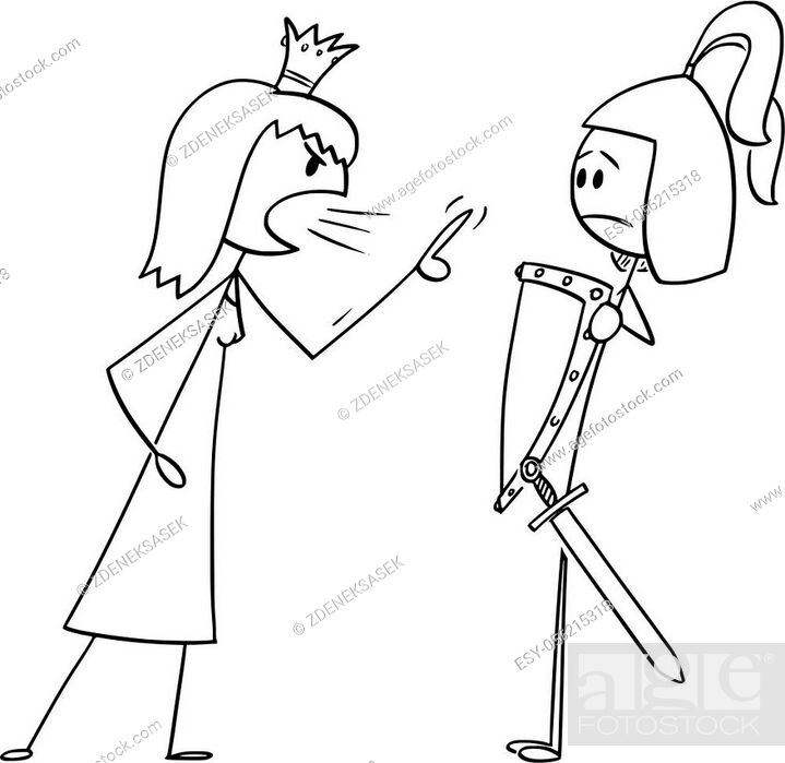 Vector cartoon stick figure drawing conceptual illustration of princess or  queen yelling angry at..., Stock Vector, Vector And Low Budget Royalty Free  Image. Pic. ESY-056215318 | agefotostock
