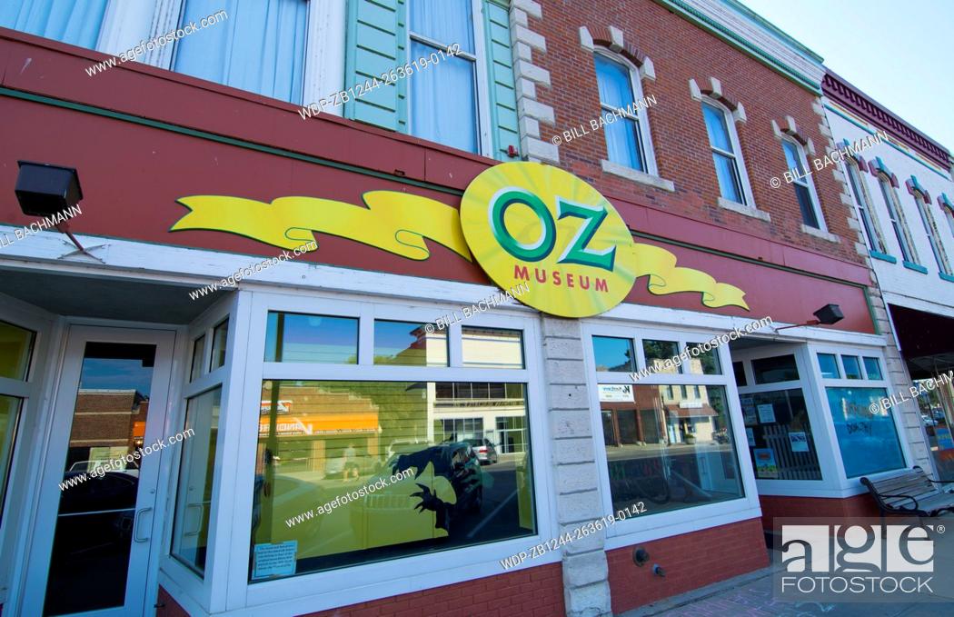 Stock Photo: Wamego Kansas home of Oz Museum from The Wizard of Oz going home to Kansas in downtown village on Lincoln Avenue.