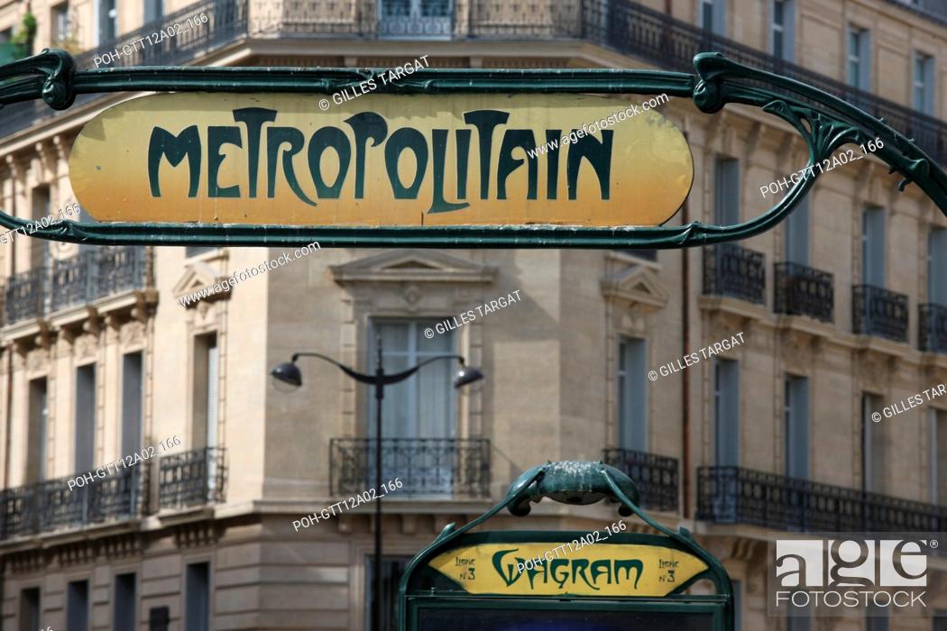 France, ile de france, paris, 17e arrondissement, metro, station wagram,  Hector Guimard, Stock Photo, Picture And Rights Managed Image. Pic.  POH-GTT12A02_166 | agefotostock