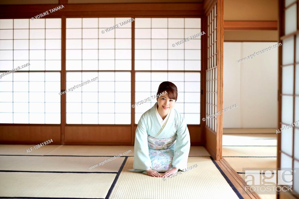 Stock Photo: Young Japanese woman wearing traditional kimono.
