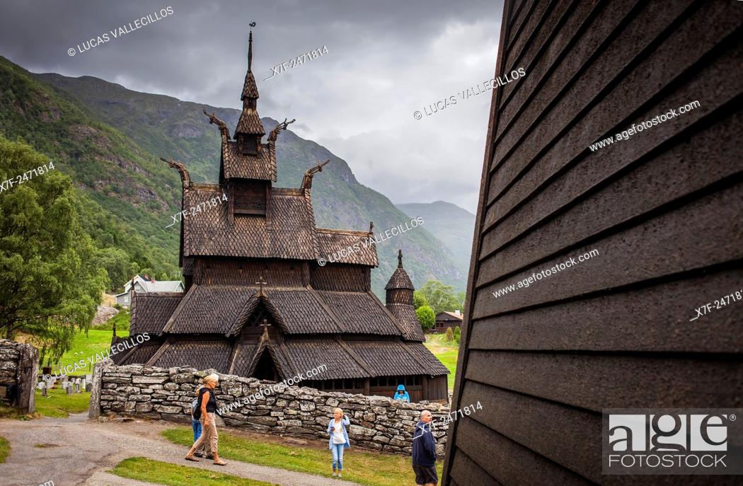 Stock Photo: Borgund Stave Church, Sogn og Fjordane, Norway.