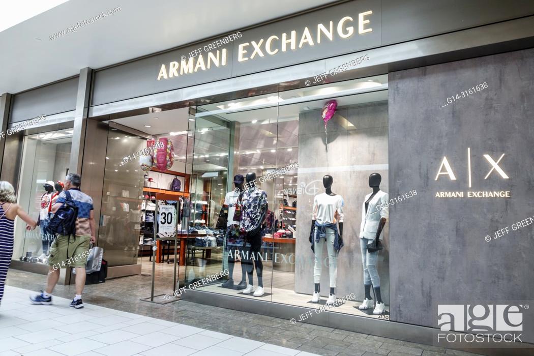 Florida, Miami, Kendall, Dadeland Mall, shopping, Armani Exchange, clothing  fashion, front entrance, Stock Photo, Picture And Rights Managed Image.  Pic. G14-3161638 | agefotostock