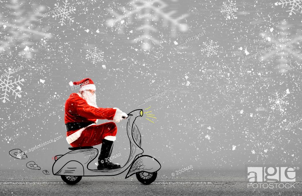 dug udkast udvikle Santa Claus on scooter, Stock Photo, Picture And Royalty Free Image. Pic.  WR2784581 | agefotostock