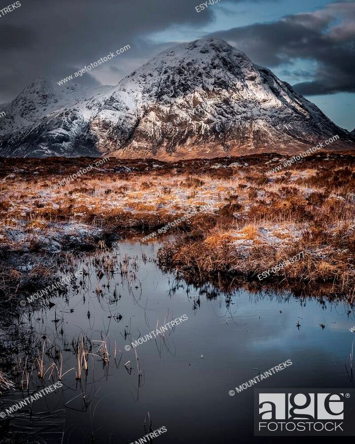 Stock Photo: Buachaille Etive Beag, is a mountain located between Glencoe and Glen Etive, on the edge of Rannoch Moor in the Scottish Highlands.