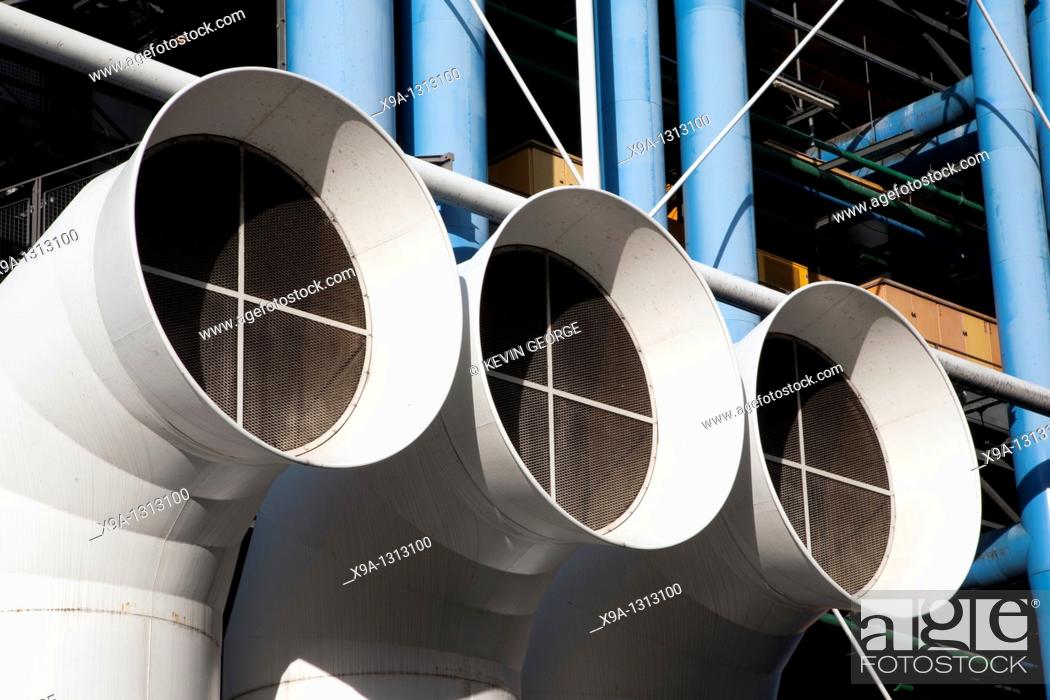 Stock Photo: Close up of Funnels of Georges Pompidou Centre, Paris.