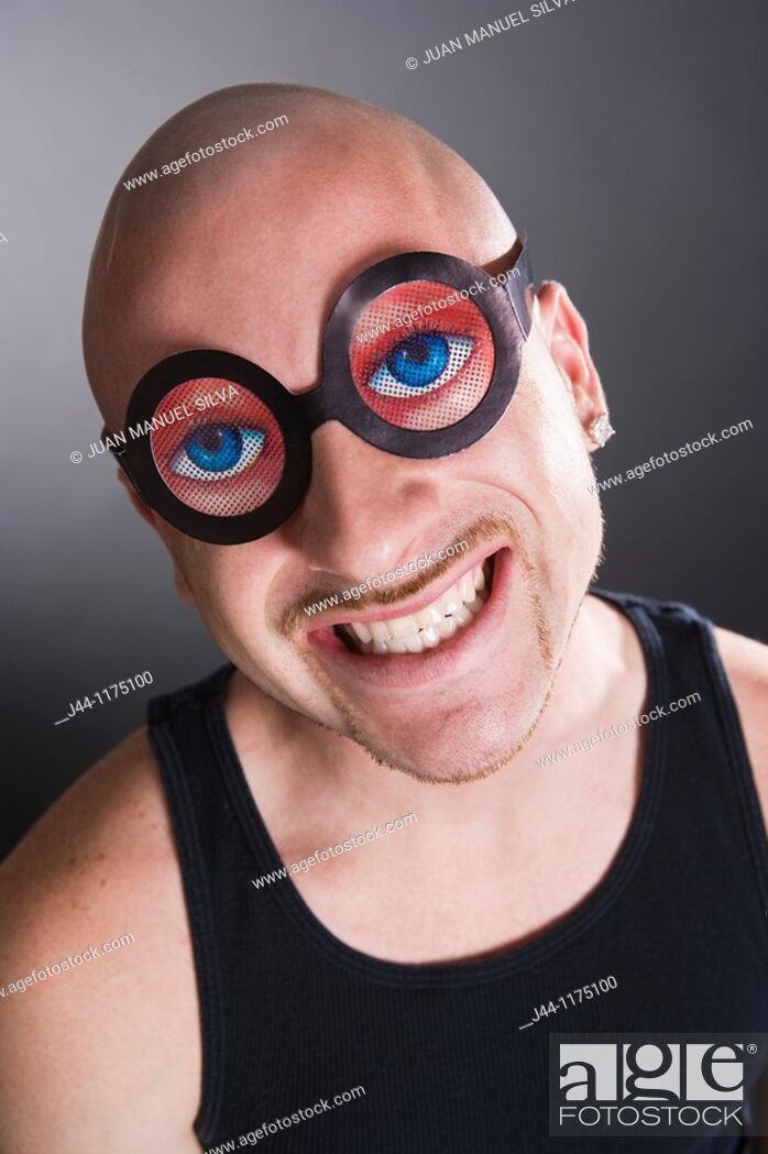 Bald man wearing funny glasses, smiling, portrait, Stock Photo, Picture And  Rights Managed Image. Pic. J44-1175100 | agefotostock