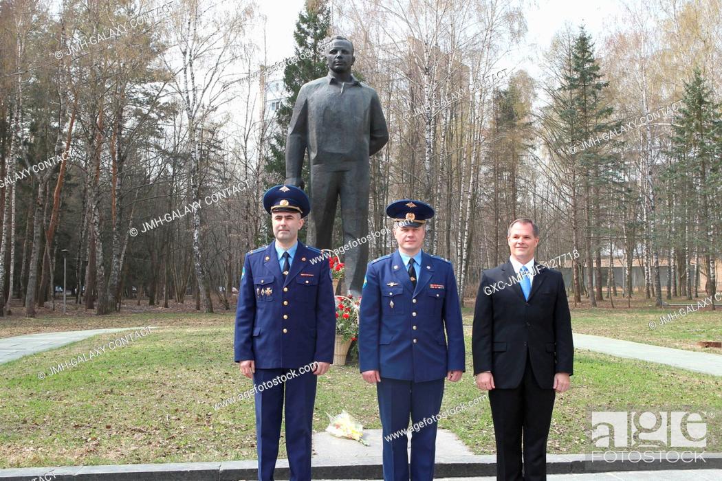 Stock Photo: At the Gagarin Cosmonaut Training Center in Star City, Russia, outside Moscow, Expedition 31 backup crew members -- Russian cosmonauts Evgeny Tarelkin (left).