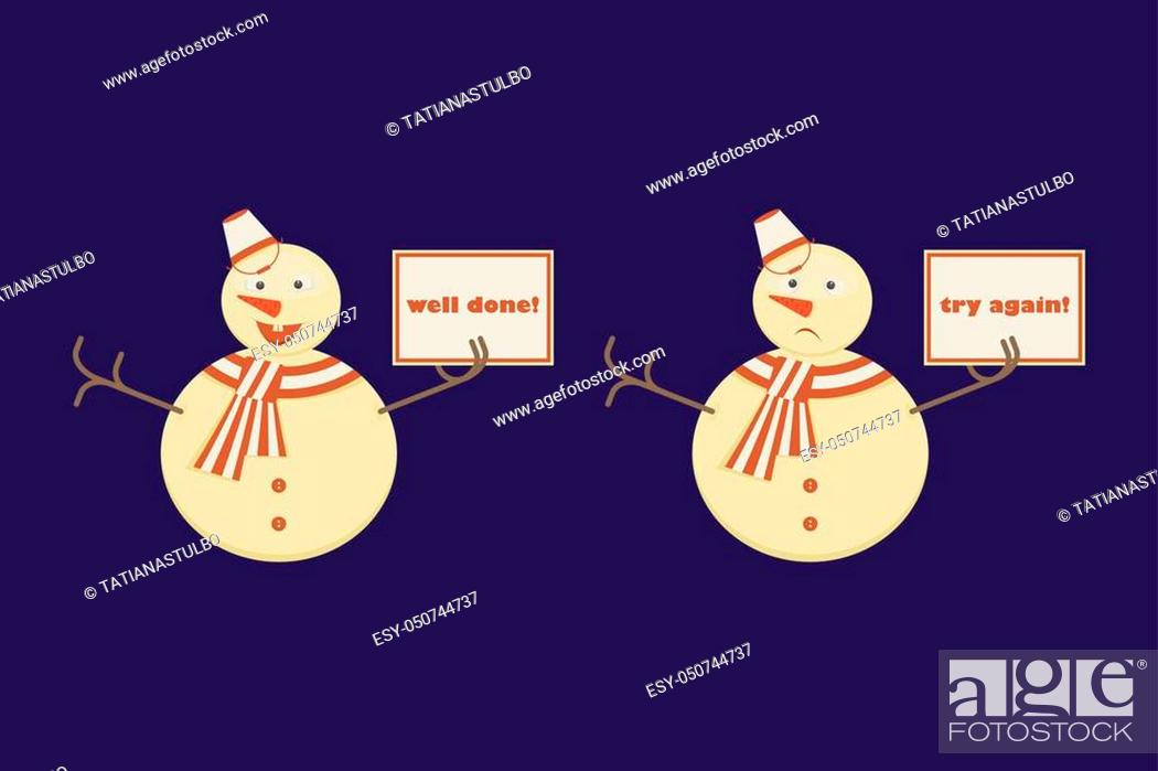 Funny Cartoon Character, Snowman shows Right and Wrong Signs, Stock Vector,  Vector And Low Budget Royalty Free Image. Pic. ESY-050744737 | agefotostock
