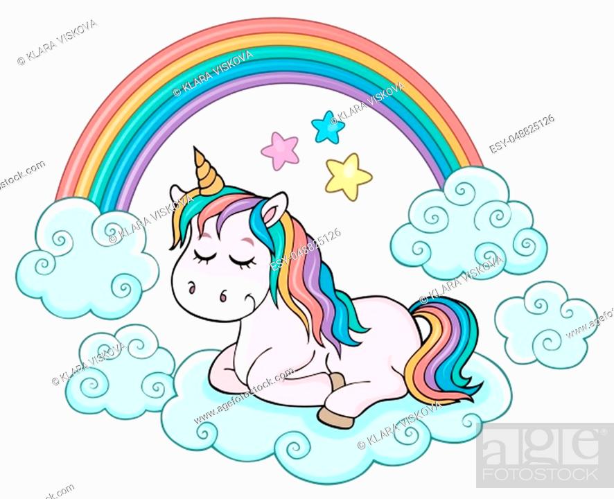 Photo de stock: Cute unicorn topic image 1 - picture illustration.