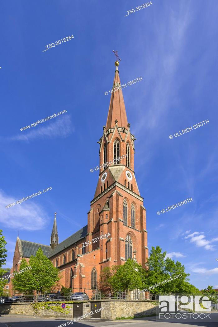 Stock Photo: The catholic parish church St. Nikolaus in Zwiesel, Bavarian Forest, Bavaria, Germany.