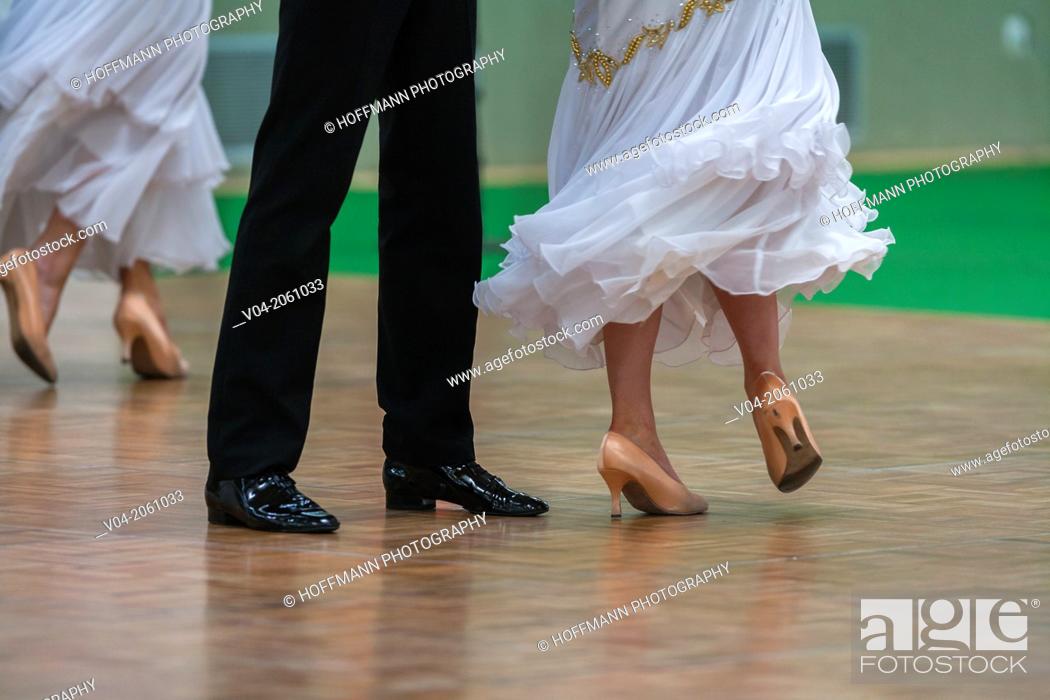 Stock Photo: Couple at ballroom dancing at a dancing competition, Germany, Europe.