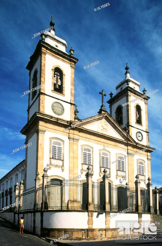 Stock Photo: america, brazil, minas gerais, sao joao del rey, church ns do pilar.