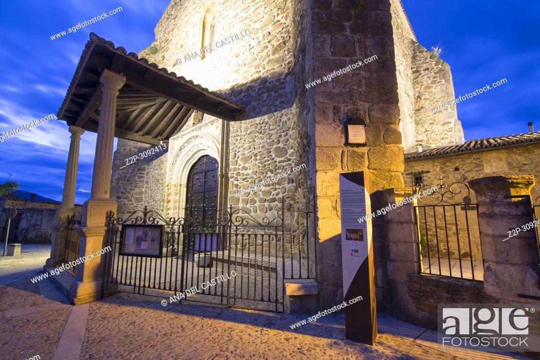 Stock Photo: Buitrago del Lozoya is a walled village in Madrid province Spain. Santa Maria del Castillo church.