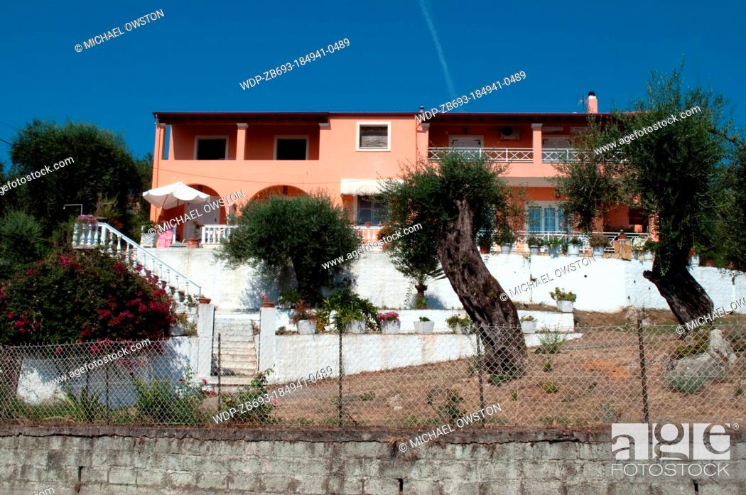 Stock Photo: typical house Perama Corfu Greece.