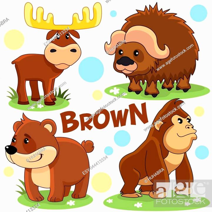 a monkey, animals, bear, bison, brown, cartoon, character, chimpanzees,  claw, collection, ears, elk, Stock Vector, Vector And Low Budget Royalty  Free Image. Pic. ESY-044413334 | agefotostock