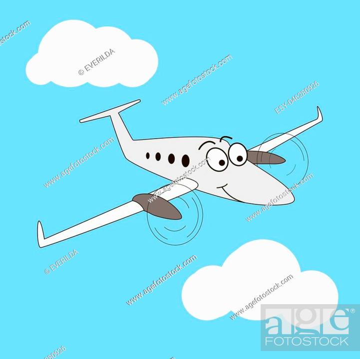 Cartoon style turboprop smiling airplane on a sky background, Stock Vector,  Vector And Low Budget Royalty Free Image. Pic. ESY-046280926 | agefotostock