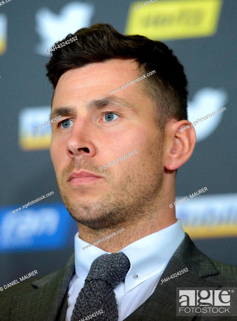 Stock Photo: The IBF world champion Darren Barker from Great Britain answers questions during a press conference in Stuttgart, Germany, 09 October 2013.