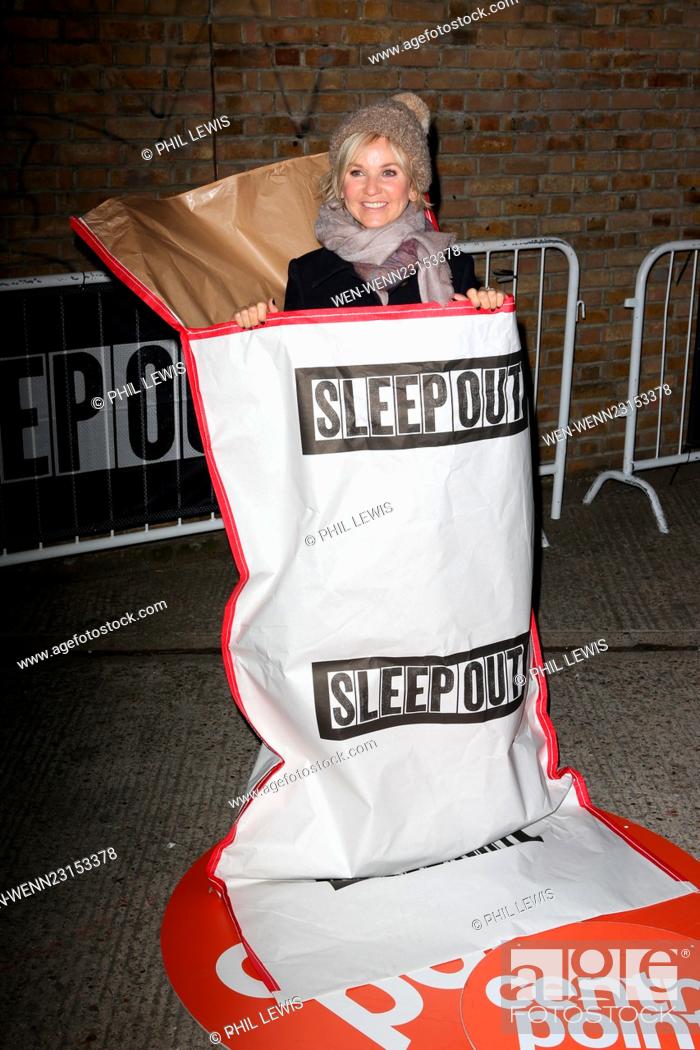 Stock Photo: Celebrities take part in annual fundraiser where they give up their beds for a night to sleep rough, highlighting the plight of thousands in the UK.