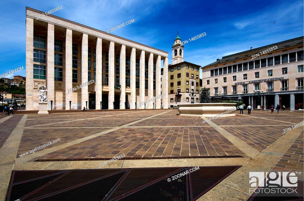 Stock Photo: town hall of world heritage city Bergamo in Italy.