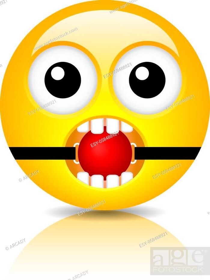 Funny bdsm emoji with mouth ball gag, vector cartoon on white background,  Stock Vector, Vector And Low Budget Royalty Free Image. Pic. ESY-058488921  | agefotostock