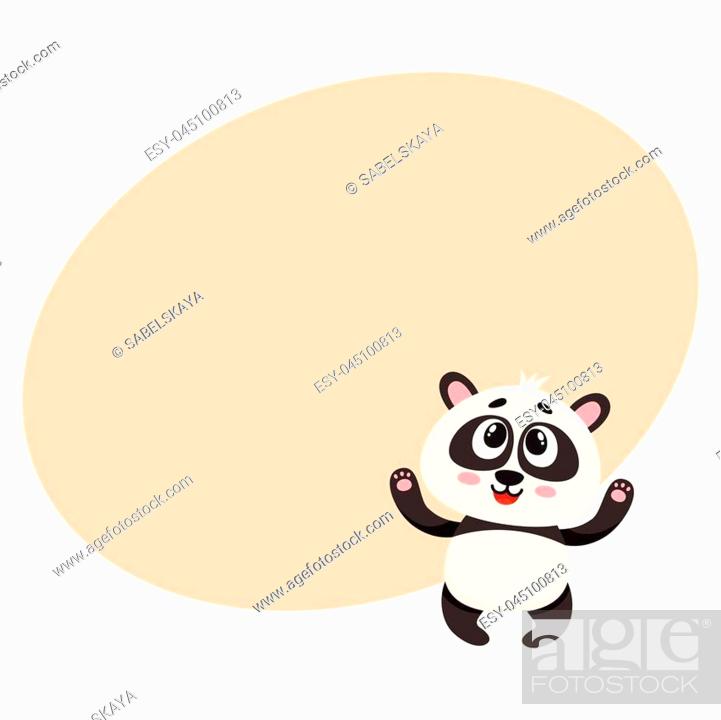 Cute and funny smiling baby panda character looking up, cartoon vector  illustration with space for..., Foto de Stock, Vector Low Budget Royalty  Free. Pic. ESY-045100813 | agefotostock