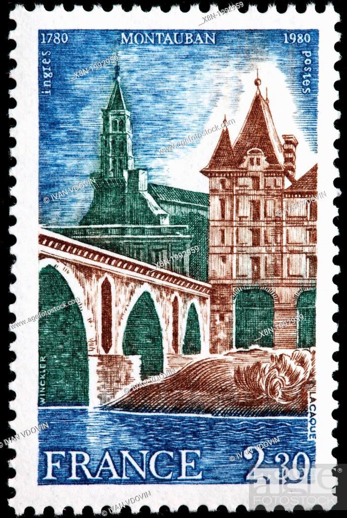 Stock Photo: Montauban, postage stamp, France, 1980.