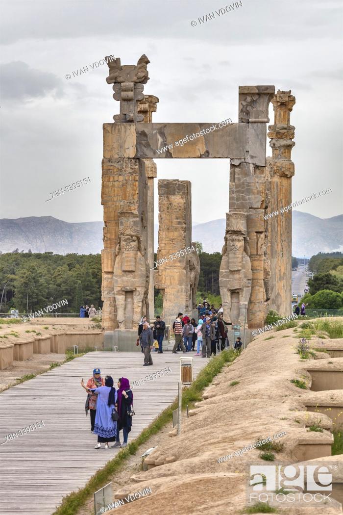 Stock Photo: Gate of All Nations, Gate of Xerxes, Persepolis, ceremonial capital of Achaemenid Empire, Fars Province, Iran.