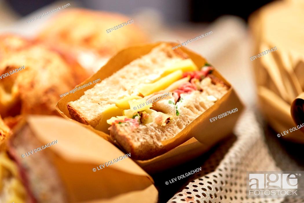 Stock Photo: craft sandwich at grocery store.