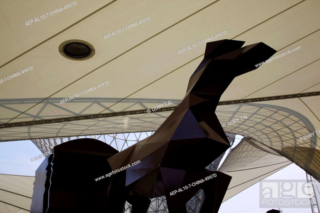 Stock Photo: Abstract view of the tent like structure of the Spanish booth in the Expo exhibition in Shanghai.
