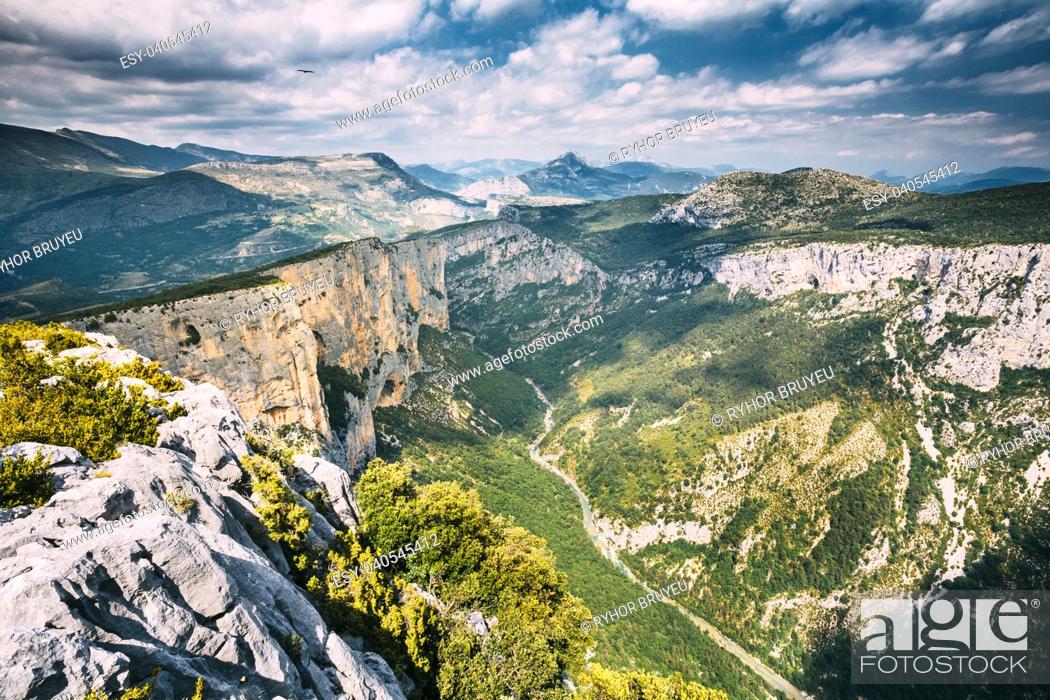 Stock Photo: Beautiful amazing landscape of the Gorges Du Verdon in south-eastern France. Provence-Alpes-Cote d'Azur.
