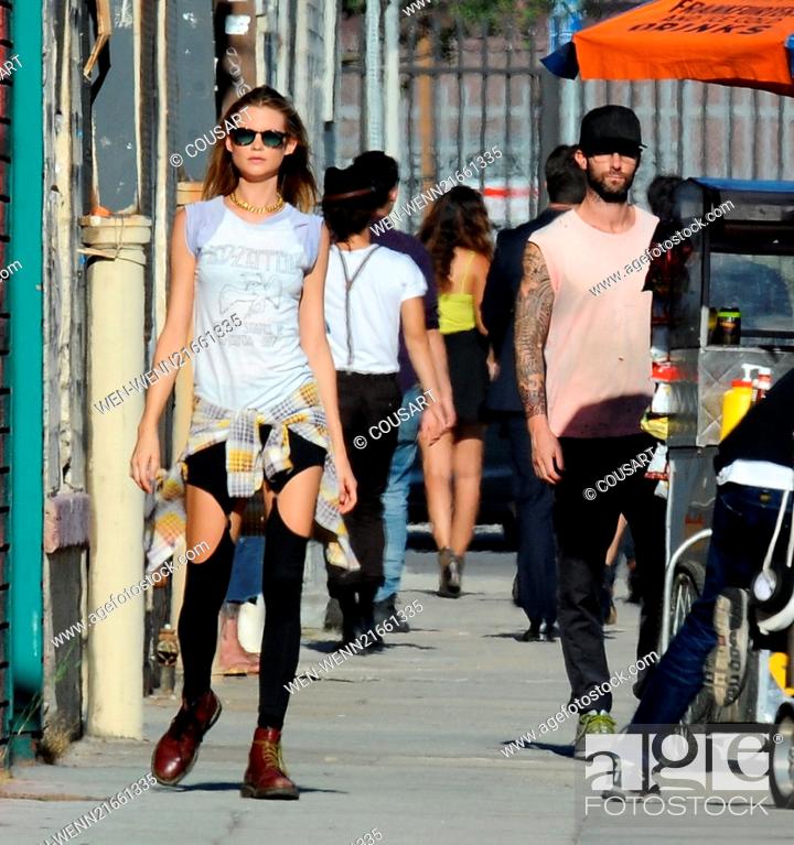 Adam Levine and wife Behati Prinsloo on the set of Maroon 5's music video  for their next single..., Stock Photo, Picture And Rights Managed Image.  Pic. WEN-WENN21661335 | agefotostock