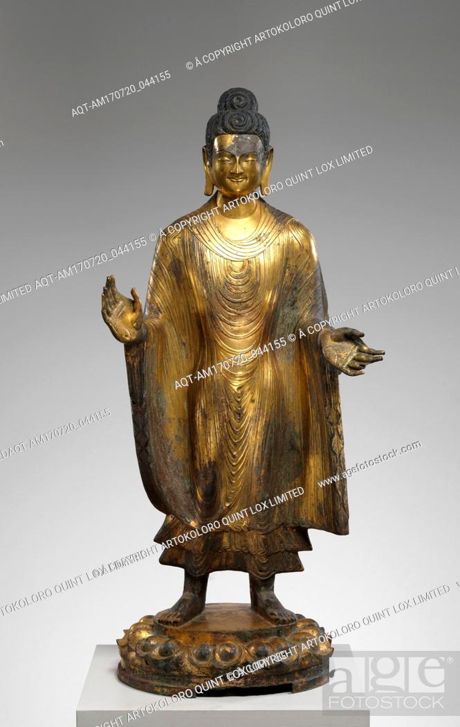 Photo de stock: åŒ—é­å¤ªå’Œåå¹' é’éŠ…éŽé‡‘å½Œå‹’ä½›åƒ, Buddha Maitreya (Mile fo), Northern Wei dynasty (386â€“534), dated 486, China.