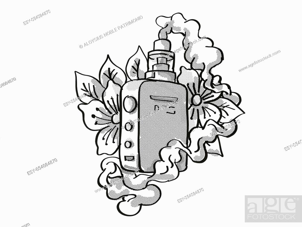 Tattoo cartoon style drawing illustration of a vape electronic cigarette or  vaper smoking with..., Stock Photo, Picture And Low Budget Royalty Free  Image. Pic. ESY-054084870 | agefotostock