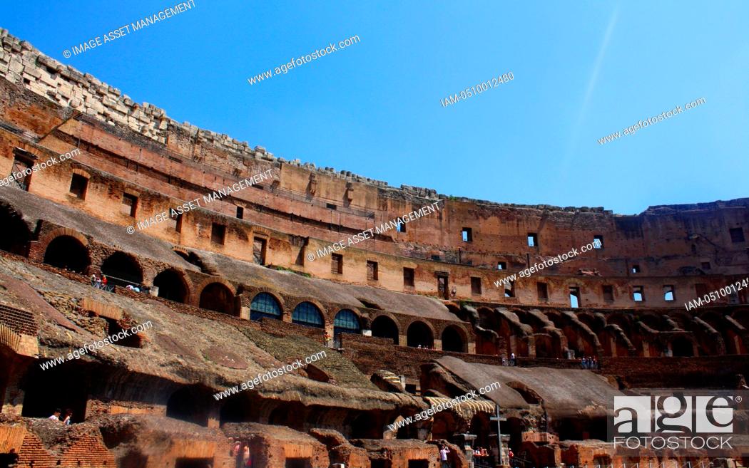 Photo de stock: The Colosseum, or the Coliseum, originally the Flavian Amphitheatre in Rome, Italy. construction started in 72 AD under the emperor Vespasian and was completed.
