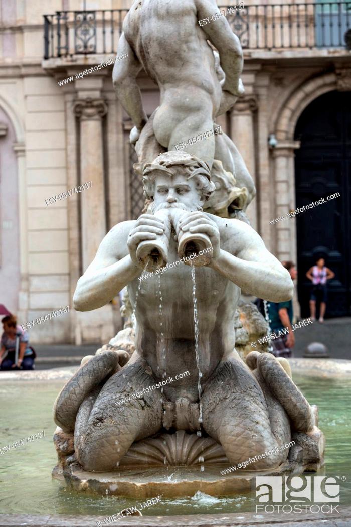 Stock Photo: Fontana del Moro (Moor Fountain) in Piazza Navona. Rome, Italy.