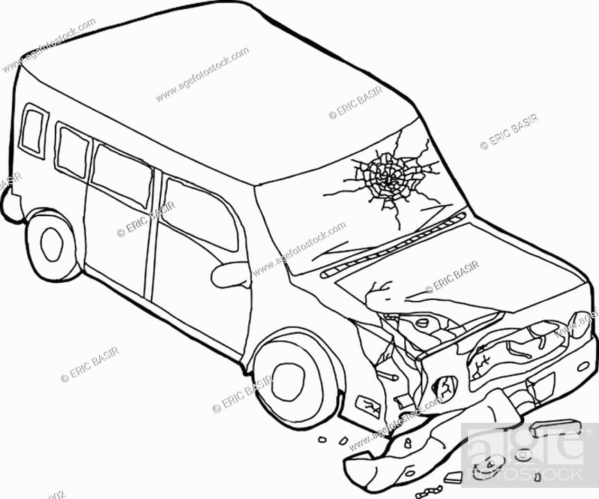 Cartoon outline of isolated damaged SUV car on white, Stock Photo, Picture  And Low Budget Royalty Free Image. Pic. ESY-021271302 | agefotostock