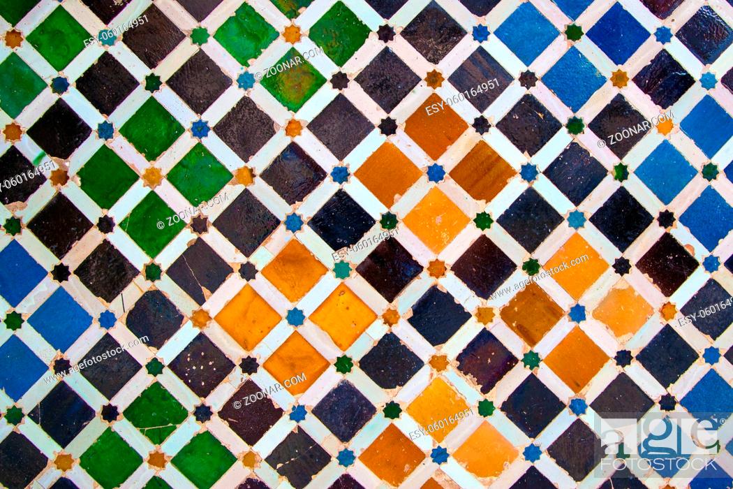 Stock Photo: Moorish ceramics with colorful geometric pattern.