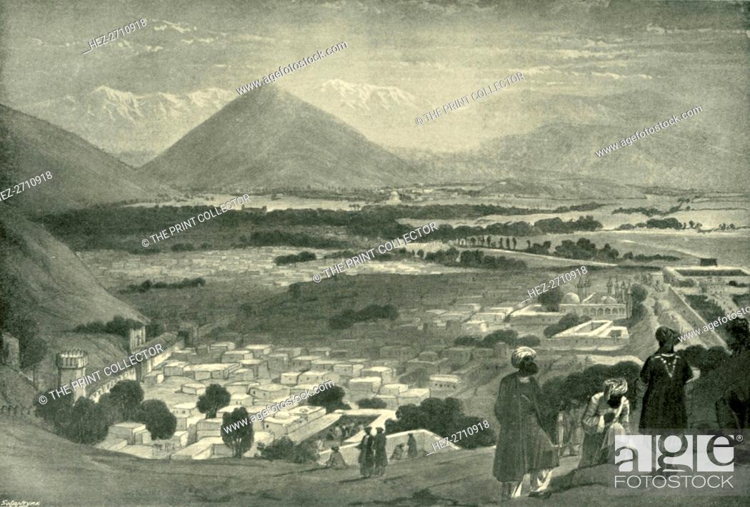 Stock Photo: 'The Bala Hissar and City of Kabul from the Upper Part of the Citadel', c1842, (1901). Creator: James Atkinson.