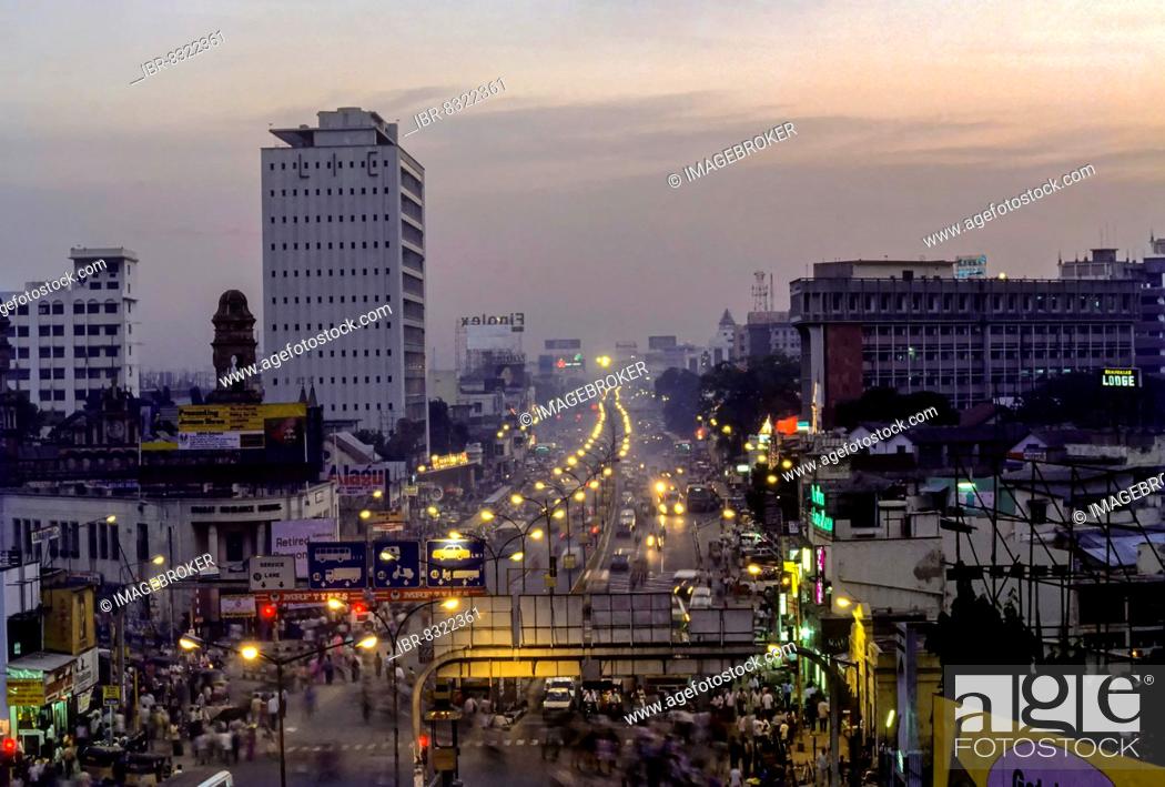 Stock Photo: Anna Salai or Mount road in Chennai, Tamil Nadu, India, Asia.