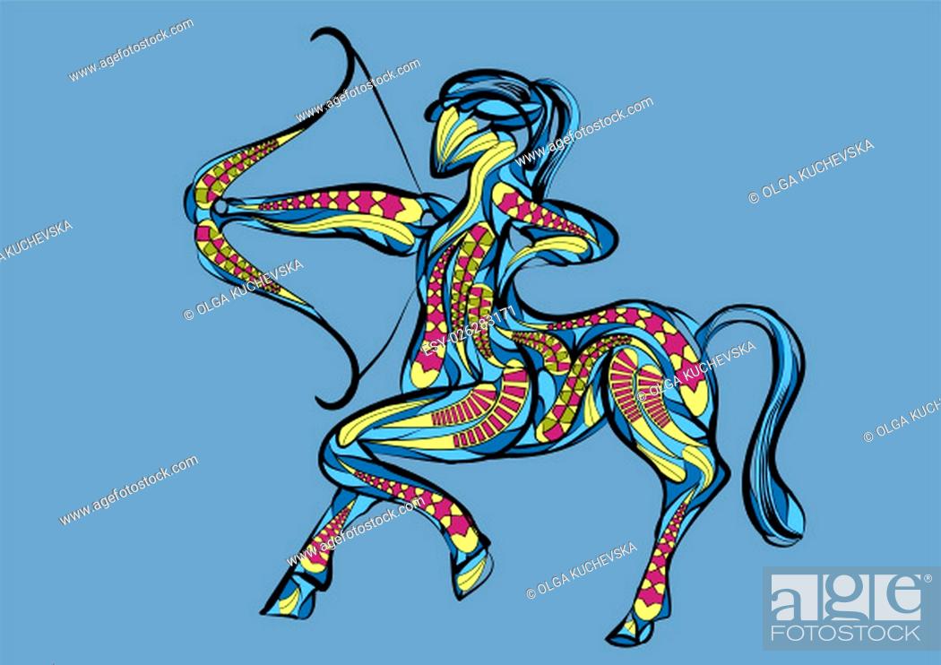 sagittarius zodiac sign. abstract ethnic vector illustration, Stock Photo,  Picture And Low Budget Royalty Free Image. Pic. ESY-026283171 | agefotostock