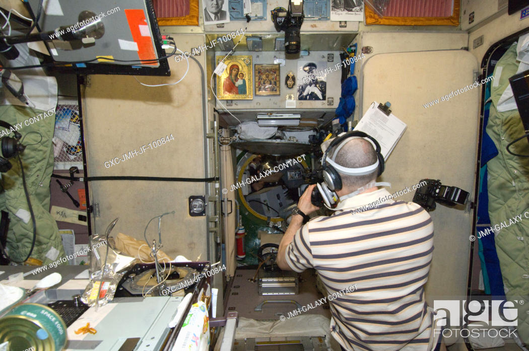Stock Photo: In the International Space Station's Zvezda Service Module, Russian cosmonaut Anatoly Ivanishin, Expedition 30 flight engineer.