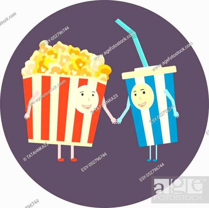 Flat vector perfect cinema friends couple - popcorn and cola, Stock Vector,  Vector And Low Budget Royalty Free Image. Pic. ESY-052796744 | agefotostock