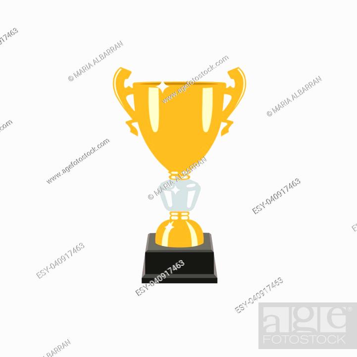 Vector: Trophy gold cup flat design on a white background. Award cup. Vector illustration.
